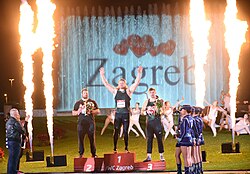 Osvajači medalja, Amerikanac Ryan Crouser, Novozelanđanin T.Walsh i Nijemac D.Storl