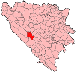 Položaj općine Kupres u Bosni i Hercegovini