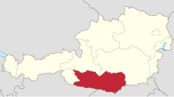 Položaj Koruške na karti Austrije