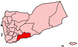 Položaj Abyan muhafaze na karti Jemena