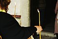 Woman with Candle at Monastery of Saint Johns during Easter Celebrations