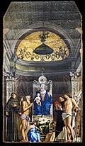 Giovanni Bellini, Djevica s Djetetom, svecima i anđelima, 1487., 2.58 x 1.71 m