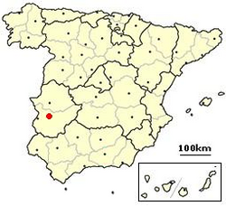 Položaj Méride u Španjolskoj i autonomnoj zajednici Ekstramaduri