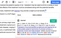 Screenshot of Citoid's initial results