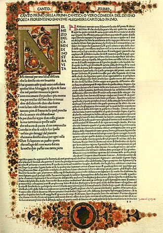 Prva stranica starog izdanja Božanstvene komedije